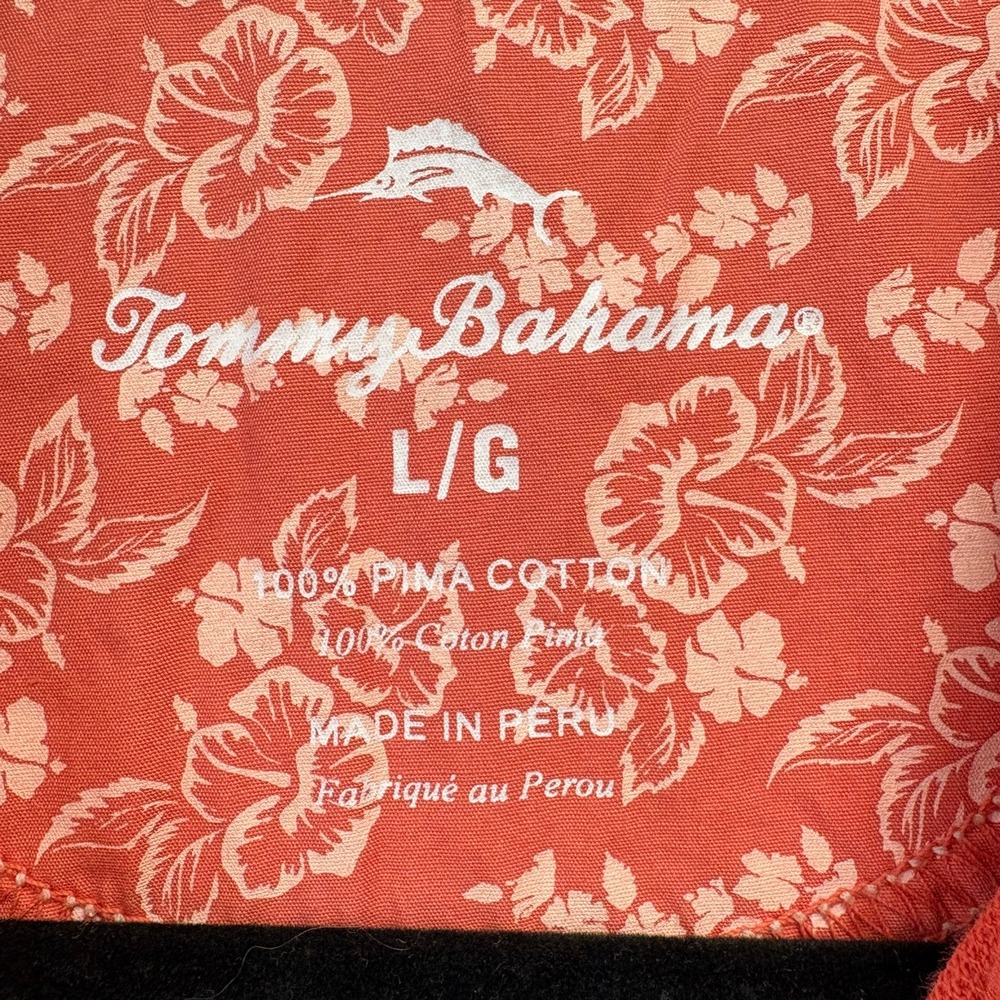 Tommy Bahama Shirt Men Lg Orange Polo Relaxation Specialist TB 93 Pima Cotton - Picture 2 of 10